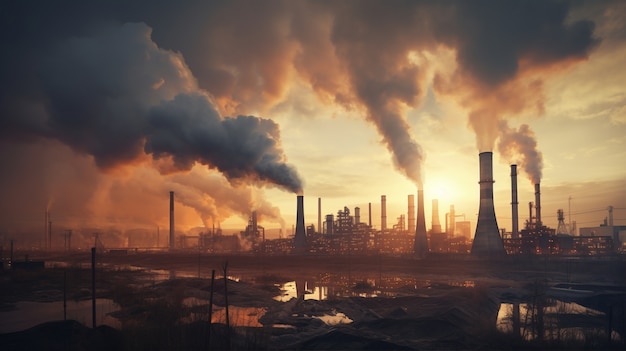 Factory producing co2 pollution