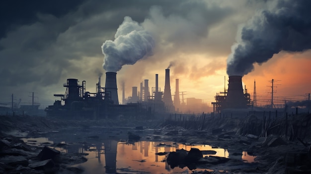 Factory producing co2 pollution