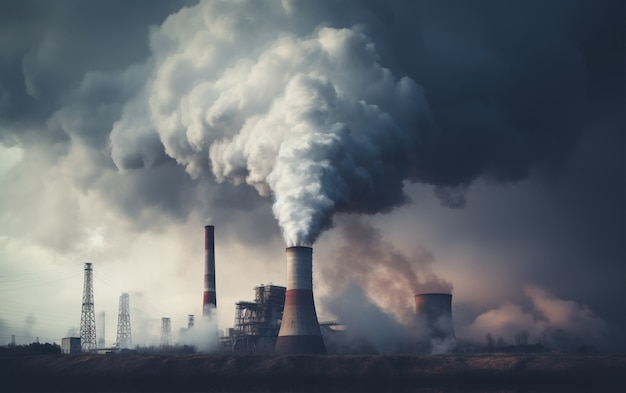 Factory producing co2 pollution