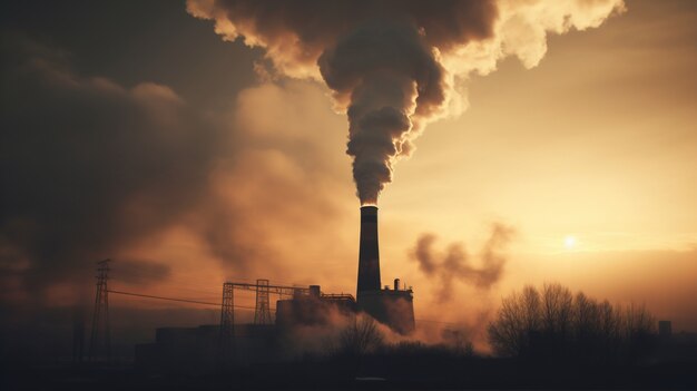 Factory producing co2 pollution