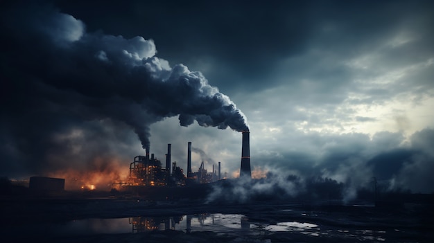 Factory producing co2 pollution