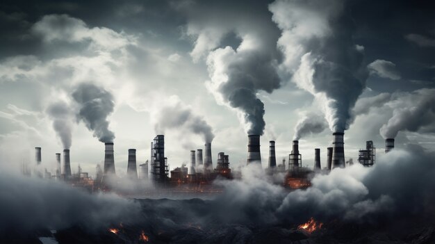 Factory producing co2 pollution