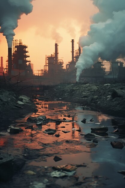 Factory producing co2 pollution