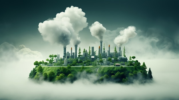 Free Photo factory producing co2 pollution