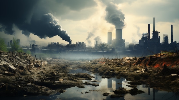 Factory producing co2 pollution