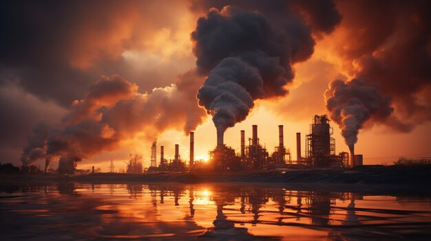 Factory producing co2 pollution