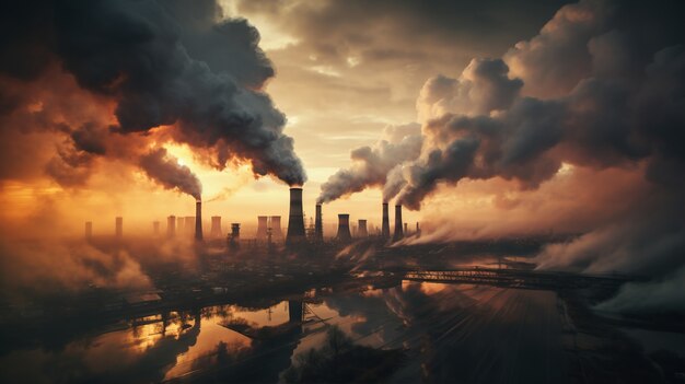 Factory producing co2 pollution