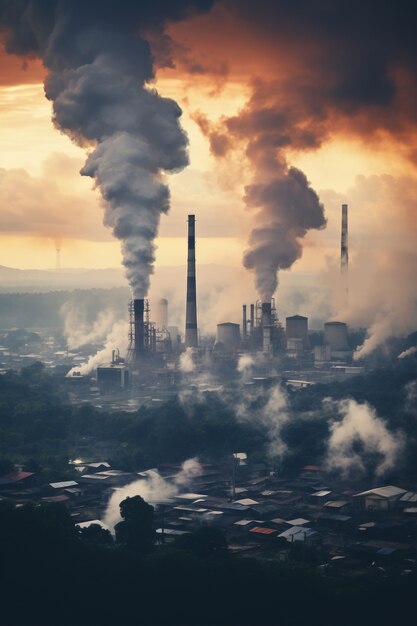 Factory producing co2 pollution