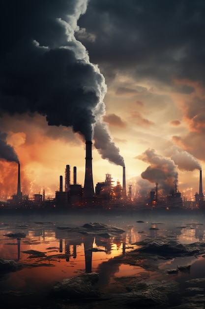 Factory producing co2 pollution