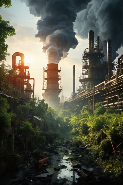 Factory producing co2 pollution