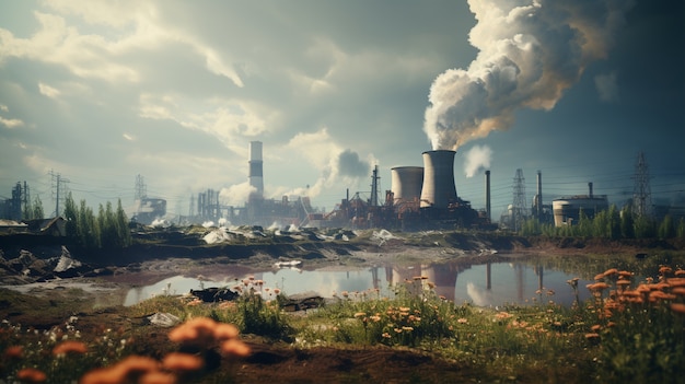 Factory producing co2 pollution