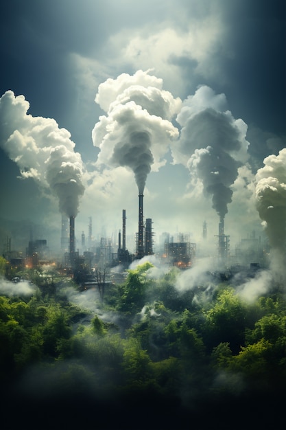 Factory producing co2 pollution