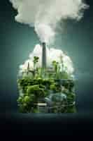 Free photo factory producing  co2 pollution