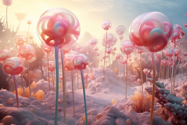 Free photo fairy tale world with delicious candy