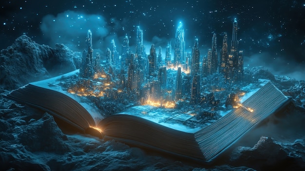 Fairytale scene coming out of a book