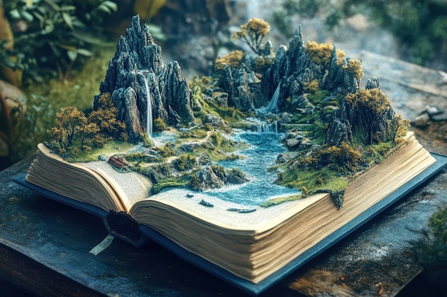 Fairytale scene coming out of a book