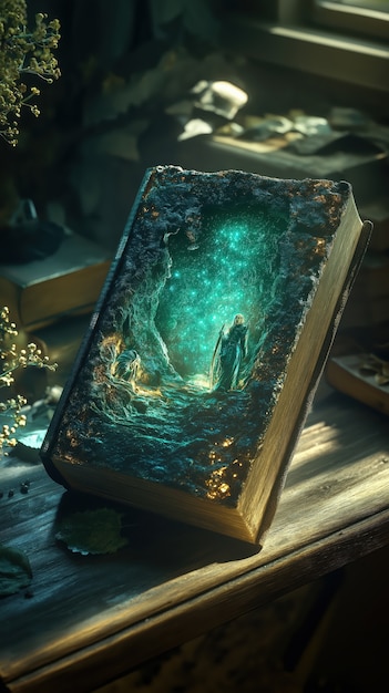 Fairytale scene coming out of a book