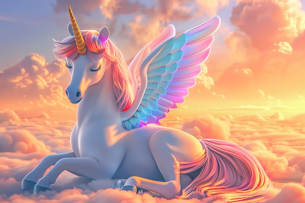 Free photo fairytale unicorn ai generated