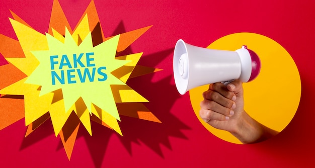 Free photo fake news works coming out of a megaphone