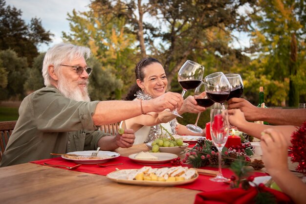 Family celebrating christmas on the southern hemisphere