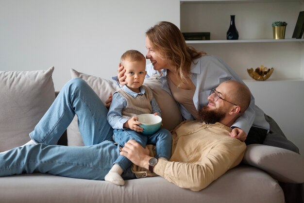 Family celebrating kid in his first years of life