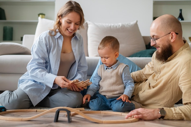 Family celebrating kid in his first years of life