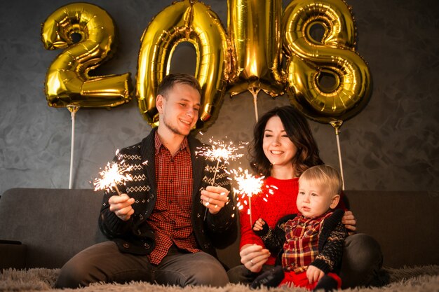 Family celebrating New Year