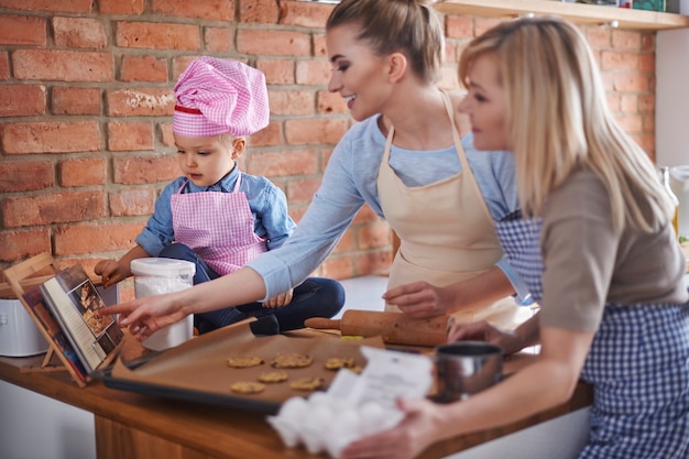 Family cooking together