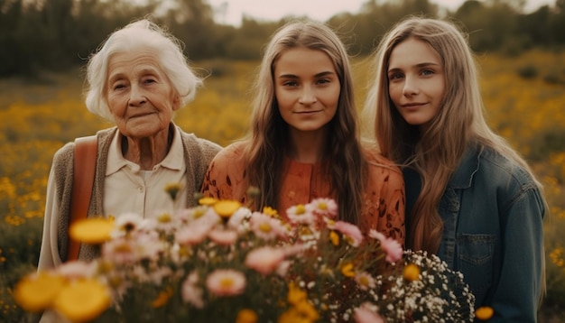 Family enjoying nature's beauty embracing love together generated by AI