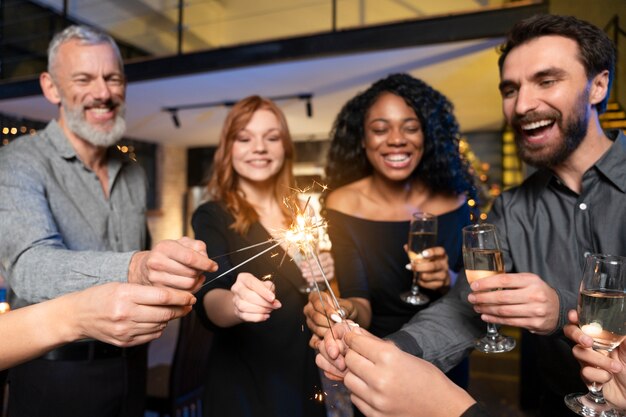 Family enjoying a new year party