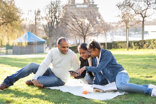 Family enjoying their trip to paris