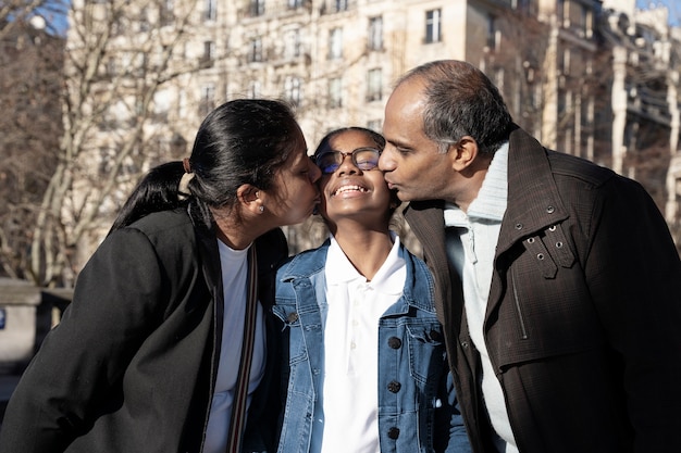 Family enjoying their trip to paris