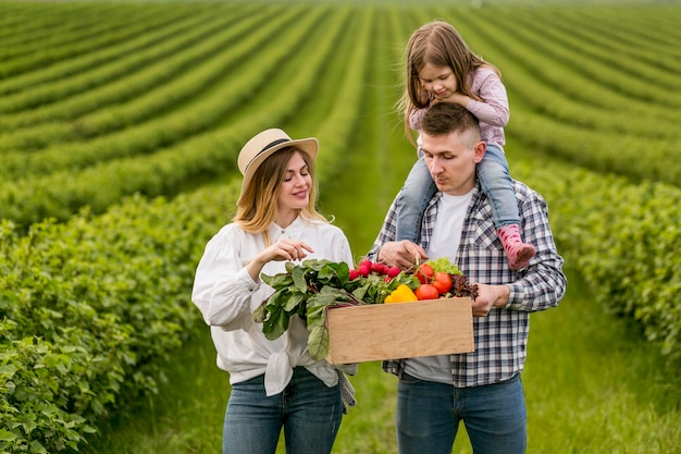 Family enjoying time at farm