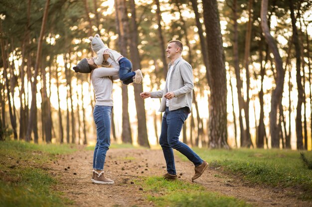 Family in forest