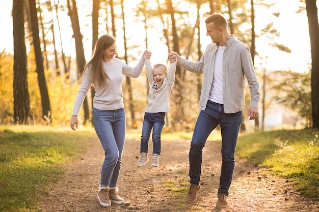 Family in forest