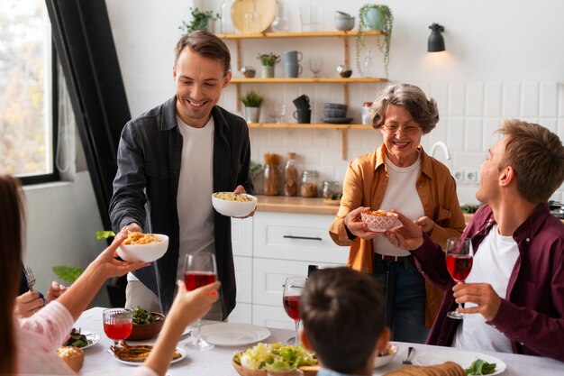 Family gathering with gay partners