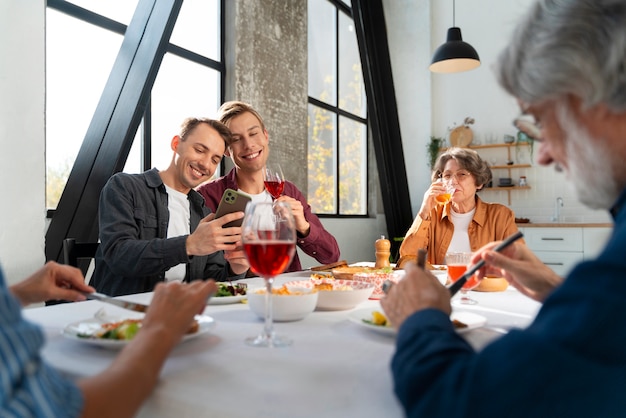 Free photo family gathering with gay partners