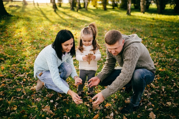 Family in green nature together