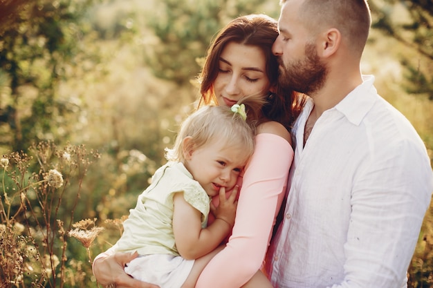 Family have fun in a park