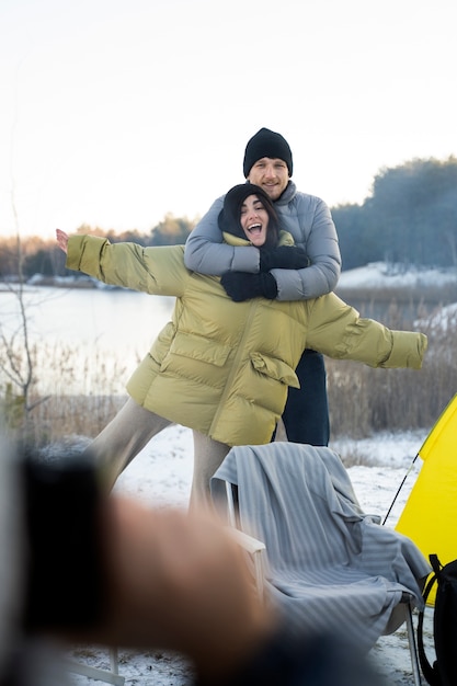 Free Photo family having fun in nature