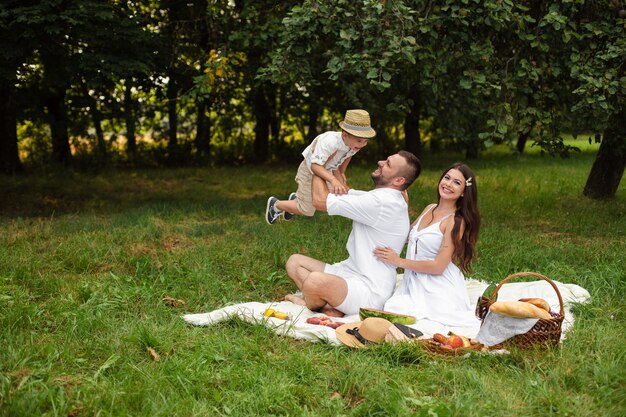 Family having fun at picnic.