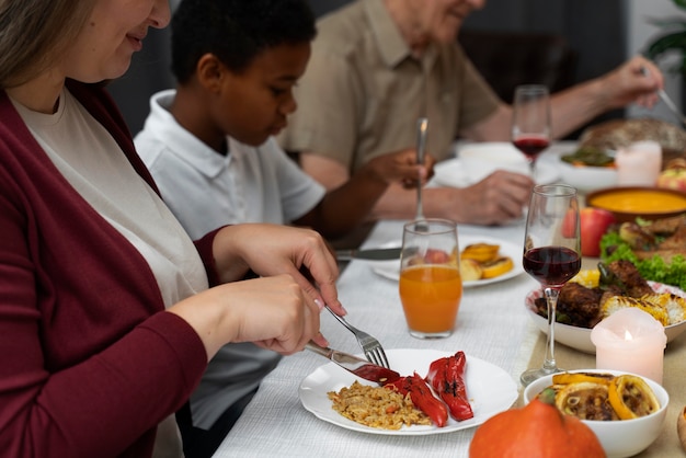 Family having a nice thanksgiving dinner together