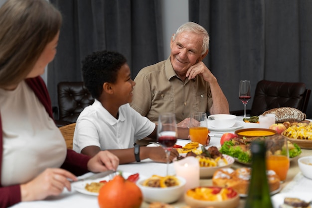 Family having a nice thanksgiving dinner together