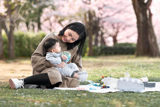 Family having some quality time together outdoors