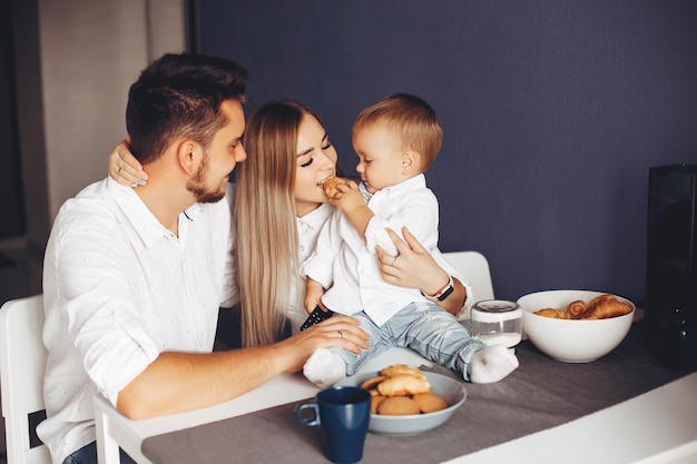 Family in a kitchen