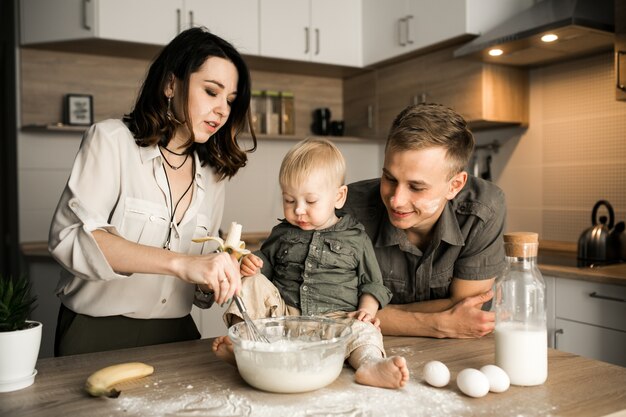 Family in the kitchen