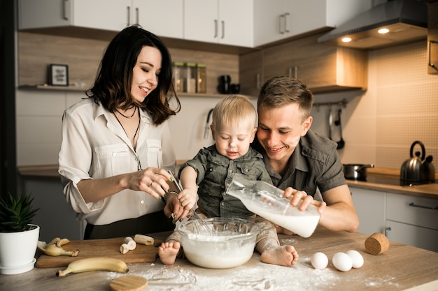 Family in the kitchen