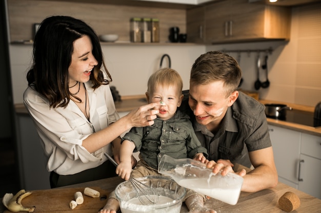 Family in the kitchen