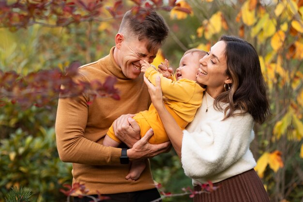 Family lifestyle outdoors in autumn time