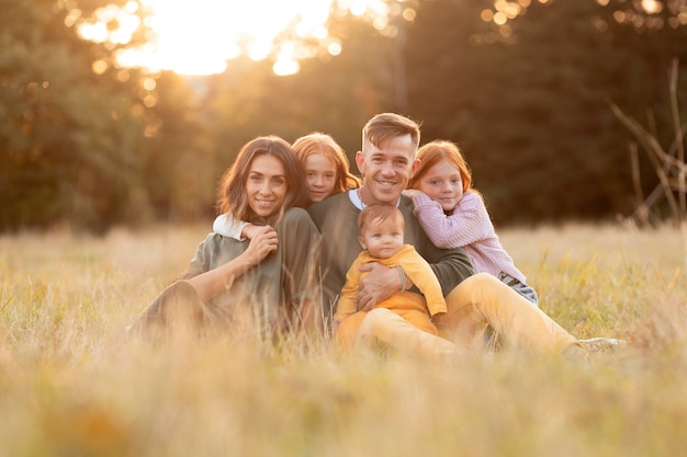 Family lifestyle outdoors in autumn time